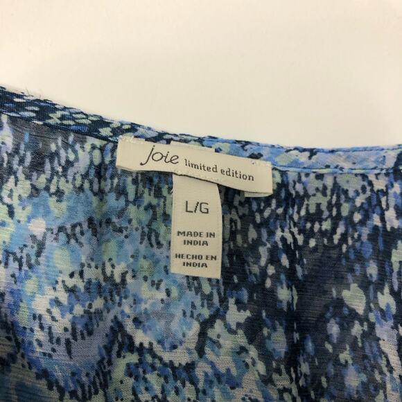 Joie NWT Wms Large Parisian Paisley Blue Printed Midi Dress Tiered Flowy - Picture 3 of 13